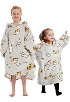 Fleece deken met mouwen & capuchon - kind - katjes - thumbnail