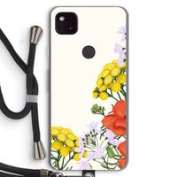 Wilde bloemen: Pixel 4a 5G Transparant Hoesje met koord