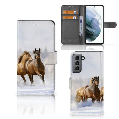 Samsung Galaxy S21 FE | Telefoonhoesje | Met pasjeshouder | Paarden