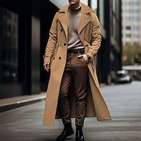 Voor heren Lange trenchcoat Buiten Alledaagse kleding Herfst winter Polyester bovenkleding Kleding Modieus Streetwear Effen Strijkijzer Dubbele rij knopen Lightinthebox