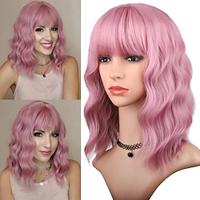 pruik met pony voor vrouwen korte bob golvend krullend pruik pastel haar pruiken hittebestendige halloween cosplay partypruiken Lightinthebox