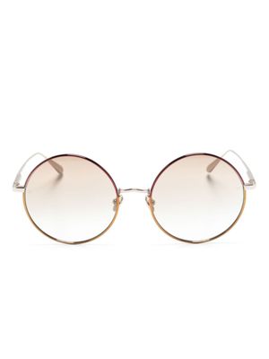 Linda Farrow lunettes de soleil à monture ronde métallisée - Or