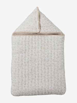 Reiszak van katoengaas en imitatiebont beige, bedrukt