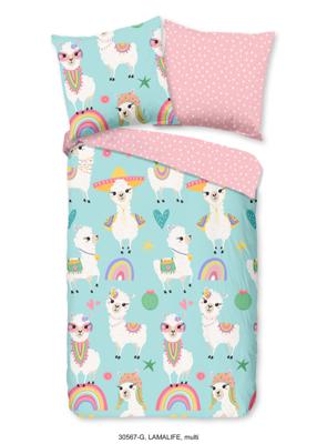 Good Morning Kinderdekbedovertrek "lama's en regenbogen" - Multi - (135x200 cm) - Katoen Good Morning Kinderdekbedovertrek "lama's en regenbogen" - Multi - (135x200 cm) - Katoen