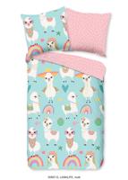 Good Morning Kinderdekbedovertrek "lama&apos;s en regenbogen" - Multi - (135x200 cm) - Katoen