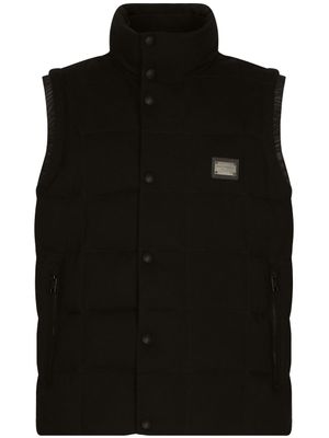 Dolce & Gabbana gilet matelassé à logo - Noir