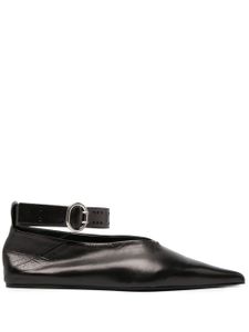 Jil Sander ballerines en cuir à bout pointu - Noir