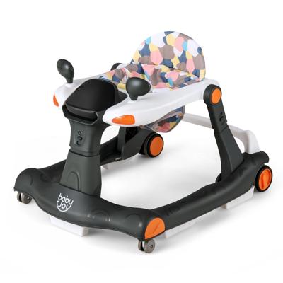2-in-1 Baby Loopfiets Opvouwbare Loopfiets met Instelbare Hoogte en Snelheid Muziek Doosje Licht en Comfortabel Zitkussen Zwart + Oranje
