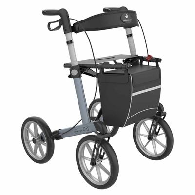 Rollator Server OS | Grote wielen | Soft banden | Ice blue | Lengte: 165- 195 cm | Met rugsteun en tas | Lichtgewicht rollator | Rehasense