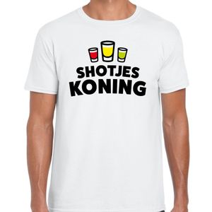 Shotjes Koning drank fun t-shirt wit voor heren