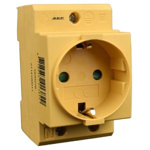 Din rail stopcontact 2p+PE SEP CWCD-GY geel voor in groepenkast of schakelkast