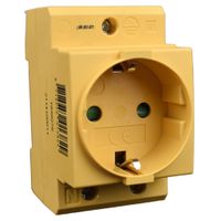 Din rail stopcontact 2p+PE SEP CWCD-GY geel voor in groepenkast of schakelkast