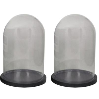 Floran stolp op plateau - 2x - zwart - glas - D15xH25 cm - decoratie - woonaccessoires