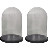 Floran stolp op plateau - 2x - zwart - glas - D15xH25 cm - decoratie - woonaccessoires