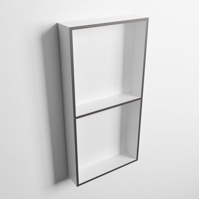 MONDIAZ EASY Nis 59,5x29,5cm in solid surface kleur DarkGrey | Talc. 2 vakken geschikt voor in- of opbouw