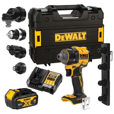 DeWALT DCD803M1T Multi-head accu schroefboormachine + 4x hulpstukken 18V XR 1x 4.0Ah in TSTAK