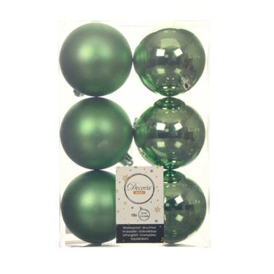Decoris Kerstballen - 18x st - groen - D8 cm - kunststof - kerstversiering
