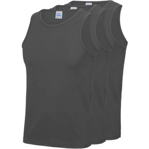 3-Pack Maat L - Sport singlets/hemden grijs voor heren