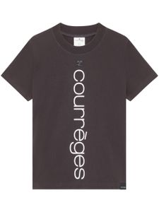 Courrèges t-shirt en coton biologique à logo imprimé - Gris