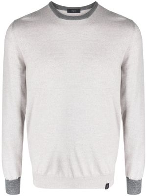 Fay pull bicolore à patch logo - Gris