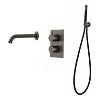 Badkraan SaniClear Iron | Thermostaatkraan | Incl.Inbouwdeel | 2-weg | Rond | Gunmetal