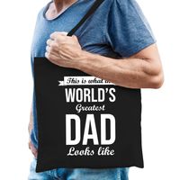 Worlds greatest dad kado tas voor verjaardag / vaderdag zwart voor heren   -