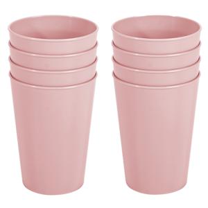 Onbreekbare drinkglazen - set 8x stuks - kunststof - lichtroze - 300 ml - camping/outdoor/kinderen