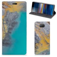 Sony Xperia 10 | Standcase | Marble Blue Gold