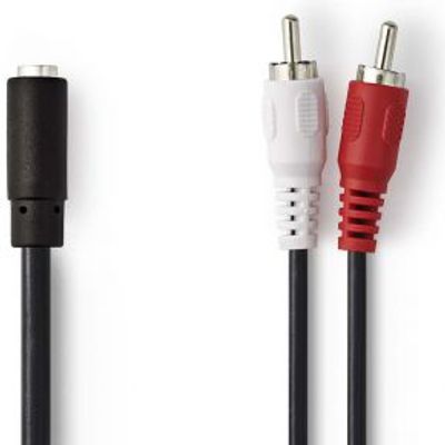 Stereo-Audiokabel | 2x RCA Male - 3,5 mm Female | 0,2 m | Zwart [CAGP22255BK02]