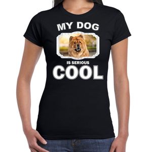 Chow chows honden t-shirt my dog is serious cool zwart voor dames