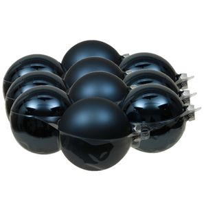 12x stuks glazen kerstballen donkerblauw 10 cm mat/glans