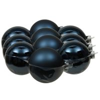 12x stuks glazen kerstballen donkerblauw 10 cm mat/glans