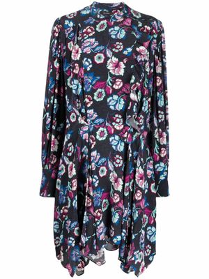 ISABEL MARANT robe asymétrique à fleurs - Bleu