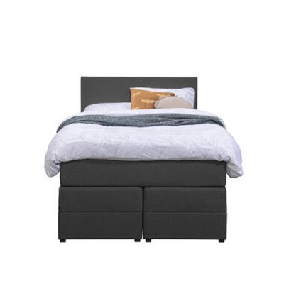 Boxspring met opbergruimte Liv egaal - antraciet - 120x200 cm - Leen Bakker
