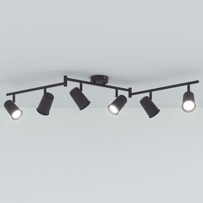 Riga - LED plafondlamp - 24 Watt 2345 Lumen - 6 spots - 6500K Neutraal wit - Draaibaar en dimbaar - GU10 - Kantelbaar - Plafondspot - IP20 Voor binnen - Zwart