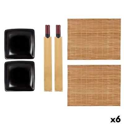 Sushi-set Kinvara SJ4701 SJ4701 Zwart Keramisch Bamboe 20,5 x 3 x 27 cm (6 Onderdelen) (6 Stuks)