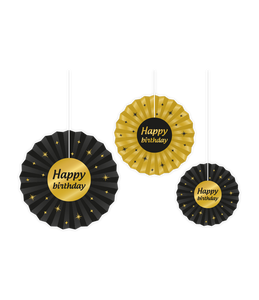 Classy Honeycomb Waaier Set 'Happy Birthday' (3st)