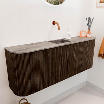 Toiletmeubel Mondiaz Joya Dlux | 113.2 cm | Meubelkleur Walnut | Faye wastafel Oza Wasbak Midden | Zonder kraangat(en)