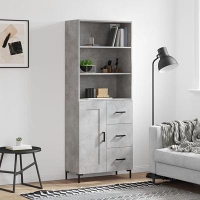 Hoge kast 69,5x34x180 cm bewerkt hout betongrijs