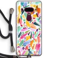 Watercolor Brushstrokes: HTC U12+ Transparant Hoesje met koord