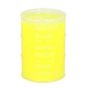 1x Potjes speelgoed/hobby slijm geel in olievat 5,5 x 8 cm 150 ml inhoud   -