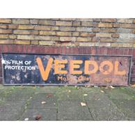 Veedol Motor Oil & Greases Metalen Straatbord - Origineel - Met Houten Frame - 183 x 46 cm Veedol Motor Oil & Greases Metalen Straatbord - Origineel - Met Houten Frame - 183 x 46 cm