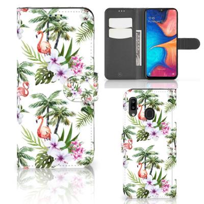 Samsung Galaxy A30 | Telefoonhoesje | Met pasjeshouder | Flamingo Palms