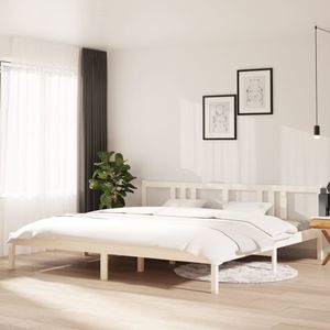 Bedframe massief hout wit 200x200 cm