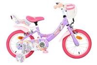 Volare unicorn kinderfiets - meisjes - 14 inch - paars - twee handremmen