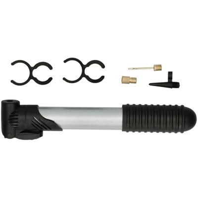 Mini fietspomp/handpomp - zwart/zilver - 20 cm