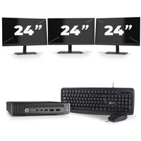 HP EliteDesk 800 G2 USFF - Intel Core i7-6e Generatie - 16GB RAM - 256GB SSD - Windows 11 + 3x 24 inch Monitor