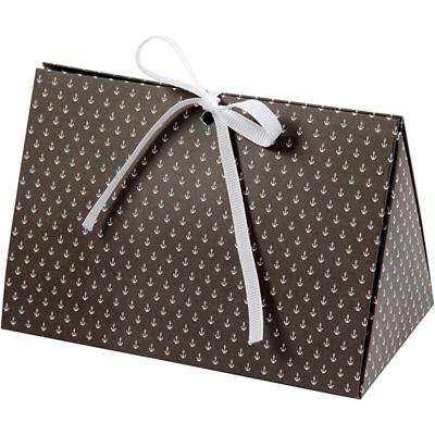 Vivi Gade Cadeaudoos, anker, afm 15x7x8 cm, 250 gr, donkergrijs, wit, 3 stuk/ 1 doos