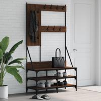 VidaXL Kledingrek met schoenenrek 100x40x184 cm bruin eikenkleur