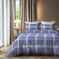 Dekbedovertrek KatoenFlanel Squares LitsJumeaux (240x220 Cm) Blauw Flanel Strepen Zydante - Overtrek - 240x220 Cm (Lits-Jumeaux) - Zydante - Dekbed-Discounter.nl